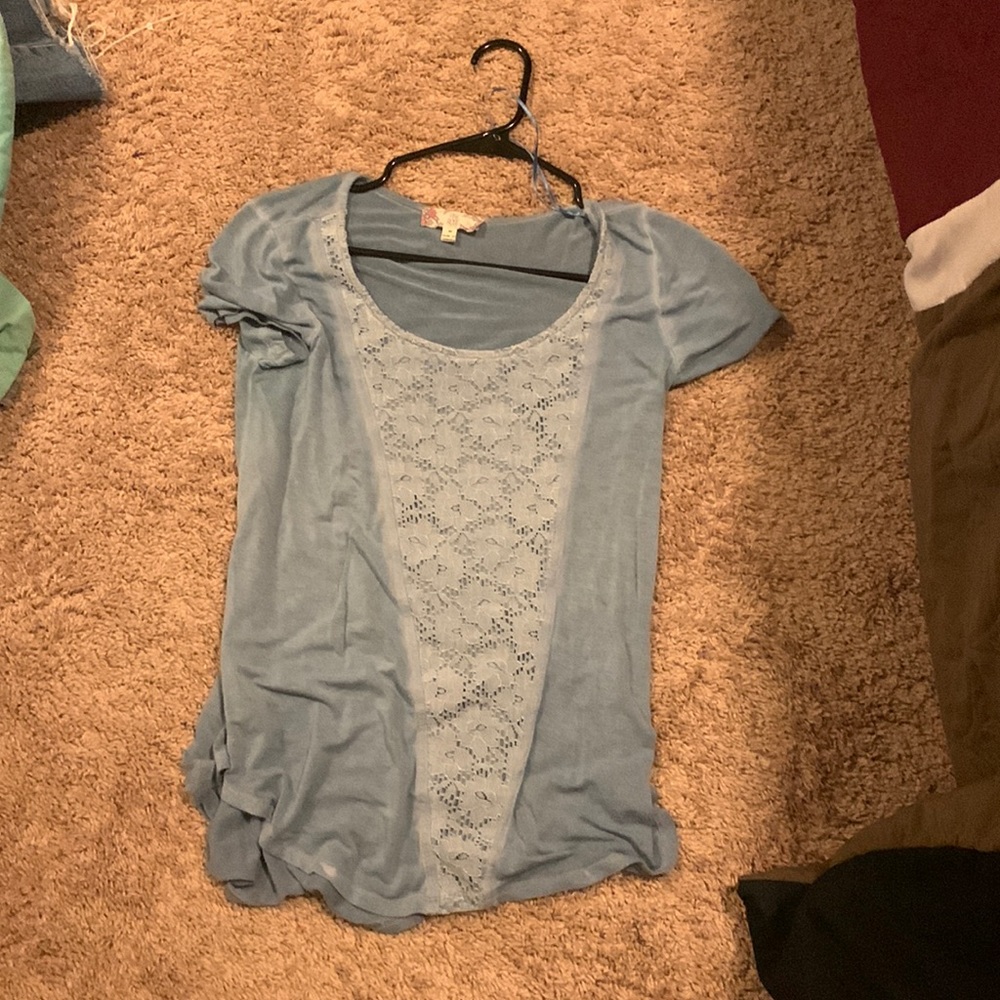 Light blue blouse with fun design size M